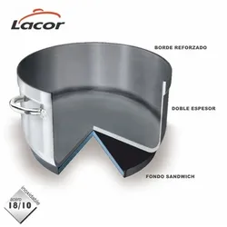 Lacor – 54041s – Chef Luxe Hohe Kasserolle ohne Deckel, 40 cm, Edelstahl