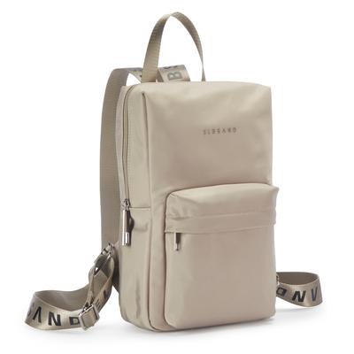 Rucksack ELBSAND "City-Rucksack, Tasche, Freizeitrucksack", Damen, Gr. B/H/T: 21cm x 32cm x 8cm, beige (taupe), Stoff, Obermaterial: 100% Textilmaterial, unifarben, Rucksäcke Rucksack, NEU mit bedruckten Schulterriemen VEGAN