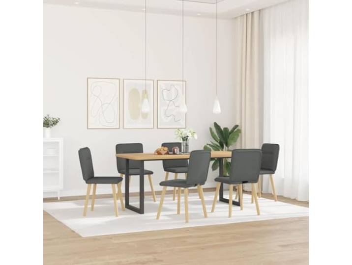 HGPOTUY Esszimmerstühle 6 STK. Dunkelgrau Stoff Atmungsaktiv, Langlebig, Metall-Holz-Gestell, Dicke Schaumstoffpolsterung, Vielseitig für Esszimmer und Wohnzimmer