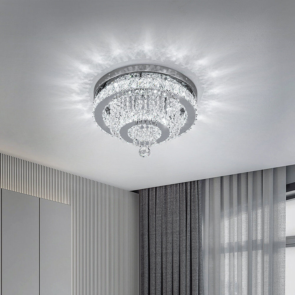 Rosdorf Park 2-Light Round 30cm Elegant Crystal Ceiling Light Chrome 30cm H X 40cm W X 40cm D