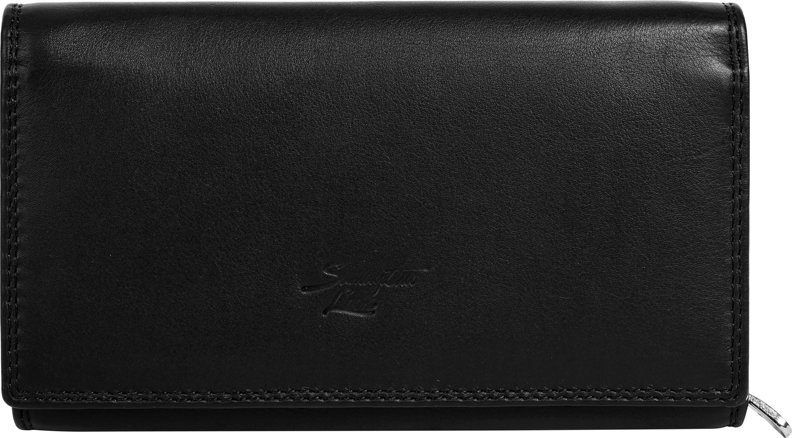 Geldbörse SAMANTHA LOOK "SAMANTHA LOOK Damen echt Leder", Damen, schwarz, Leder, leicht glänzend, unifarben, Kleinlederwaren Geldbörse, echt Leder