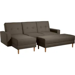 FUNKTIONSSOFA mit Hocker Kattie Flachgewebe braun