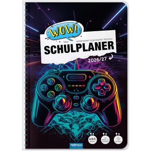 Trötsch Schülerkalender WOW Gaming, Schuljahr 2026/2027, A5, mit Softcover und Ringbindung, 1 Woche = 2 Seiten