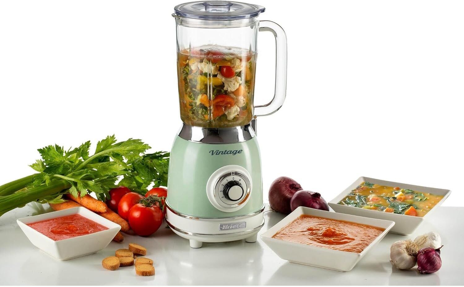 Ariete Vintage 58304 Glass Jug Blender – 1000W, 1.5L Capacity, Green