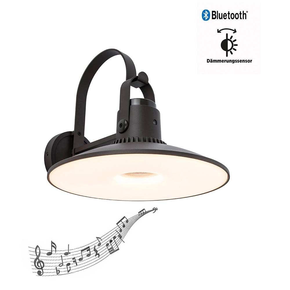LUTEC Darli LED buitenwandlamp met Bluetooth luidspreker, IP44