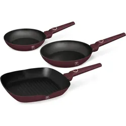 BerlingerHaus Bratpfannen-Set, 3 Stück,  Ø20/24/28cm, bordeaux, Pfannenset + Topfset, Rot