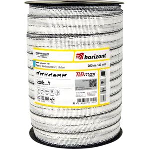 Horizont Weidezaunband turbomax T40, Breite 40 mm, 33,3 km max. empfohlene Zaunlänge, weiß, Rollenlänge 200 m