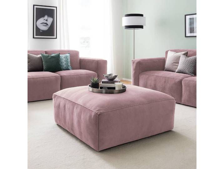 Polsterhocker 92 x 42 x 92cm Pink/Mauve Samt Ravi: Mauve