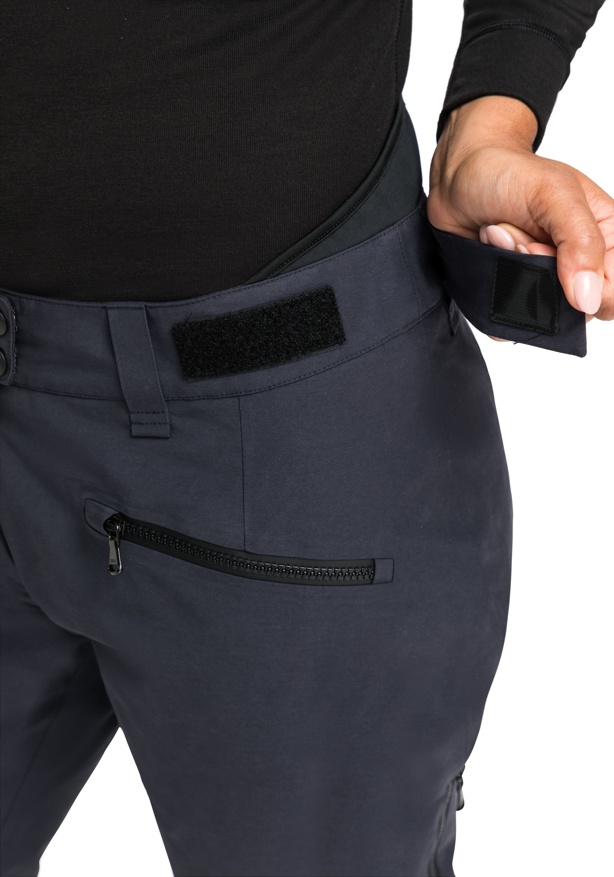 Skihose MAIER SPORTS "Backline Pants W", Damen, Gr. 34, Normalgrössen, blau (dunkelblau), 67% Baumwolle, 33% Polyamid, Hosen Skihose, Lässig geschnittene Skihose für Piste und Gelände dunkelblau 34, Normalgrössen