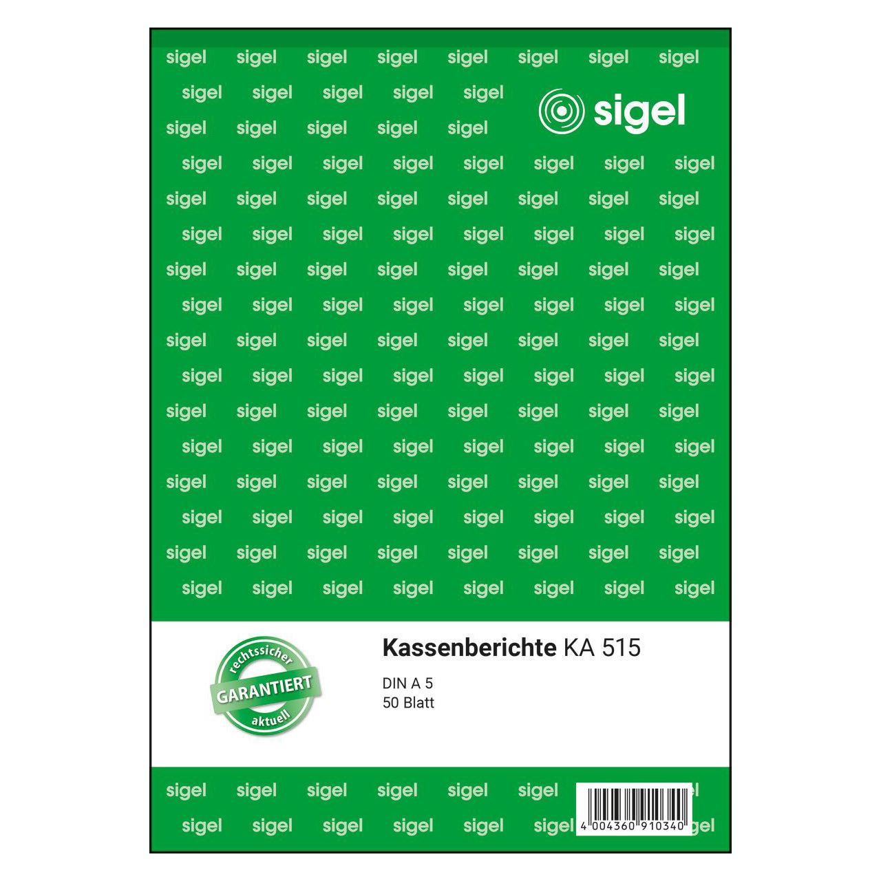 SIGEL Kassenbericht Formularbuch KA515