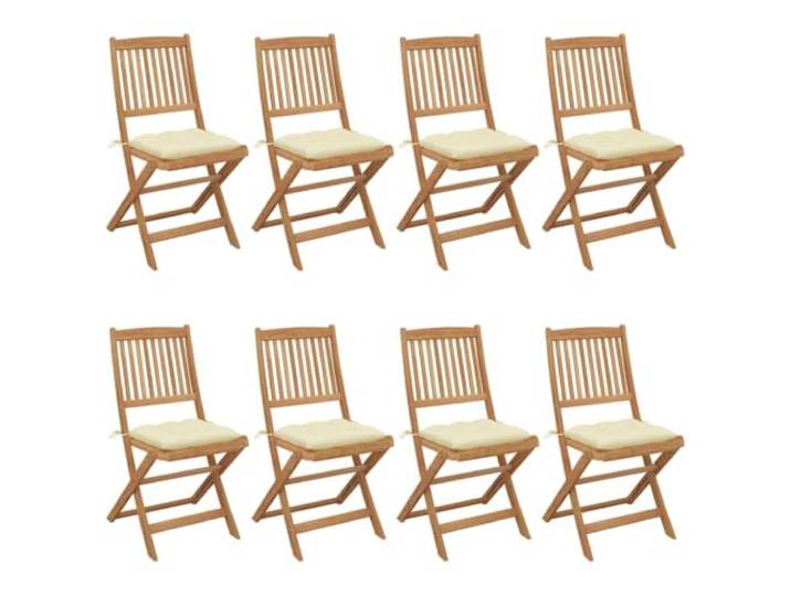 KUTYWEXFM Klappbare Gartenstühle 8er Set Akazie Massivholz mit Kissen Bequeme Sitzgruppe für Balkon und Terrasse mit 7 cm dicken Polsterauflagen sowie praktischer Klappfunktion zum Verstauen.
