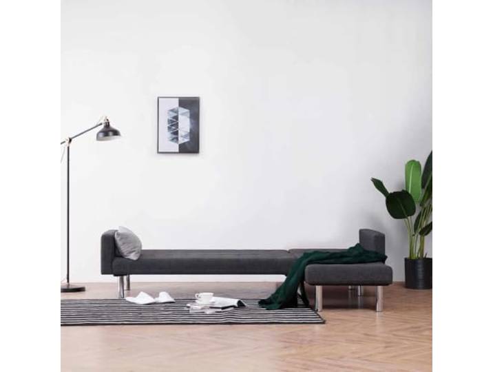 KTHLBRH L-förmiges Schlafsofa Dunkelgrau aus Polyester Gestell aus Holz, verchromte Beine, 2 verstellbare Positionen, Maße des Bettes: 200 x 90 cm