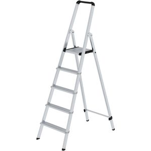 MUNK Stehleiter ML, 11225, mit Plattform, aus Aluminium, bis 150kg, mit 5 Stufen
