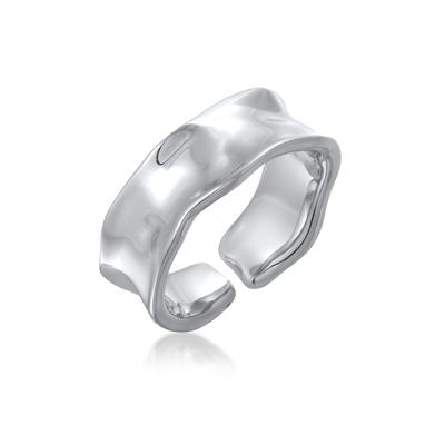 Silberring ELLI "Ring Bandring Offen Struktur für Damen" Gr. 54, silber, Fingerringe, Damen, 54, Messing, Silberring