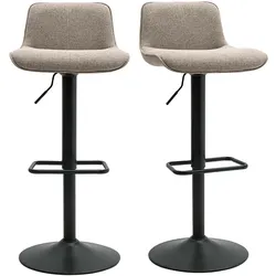 Drehbare Barhocker 360° aus taupefarbenem Stoff und schwarzem Metall (2er Set) BOOST