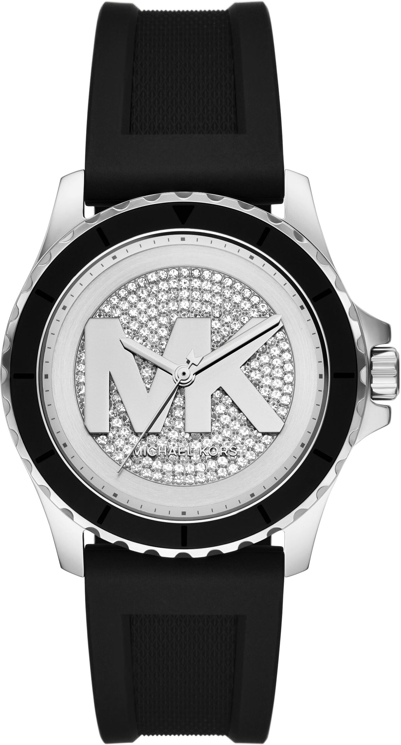 Quarzuhr MICHAEL KORS "Everest", schwarz, Armbanduhren, Damen, Quarzuhr, Armbanduhr, Silikonarmband, analog, Glassteine