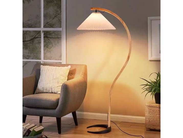 Lampadaire nordique ARC rétro en bois pour salon, chambre à coucher, chevet, lecture, éclairage d'appoint