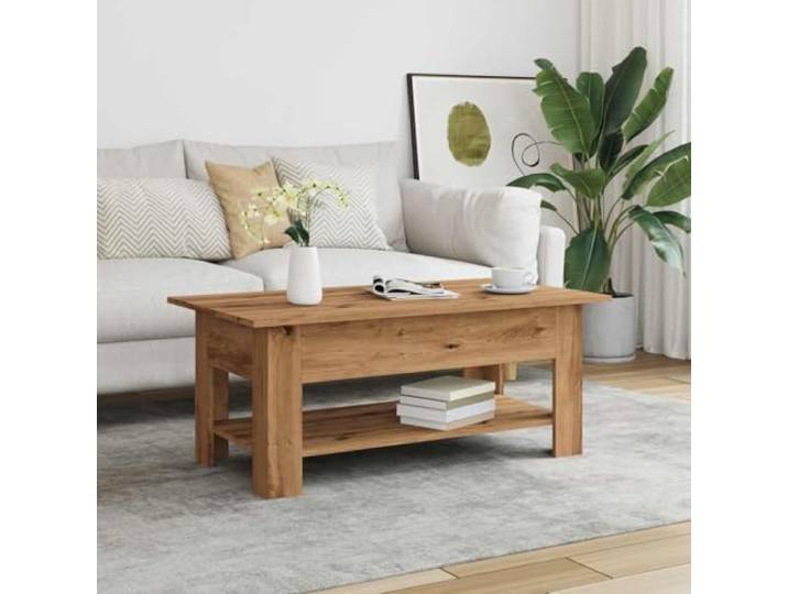 KTHLBRH Couchtisch Eiche Handwerk 102 x 55 x 42 cm Stabile Spanplatte, großer Stauraum, einfache Reinigung, Kapazität 60 kg