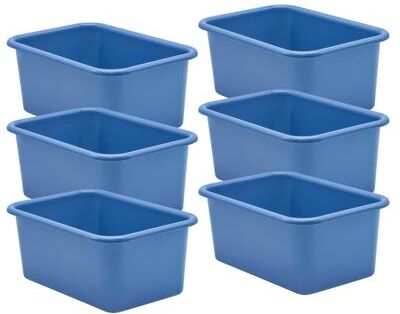 Teacher Created Resources Slate Blue Small Plastic Storage Bin, Pack of 6