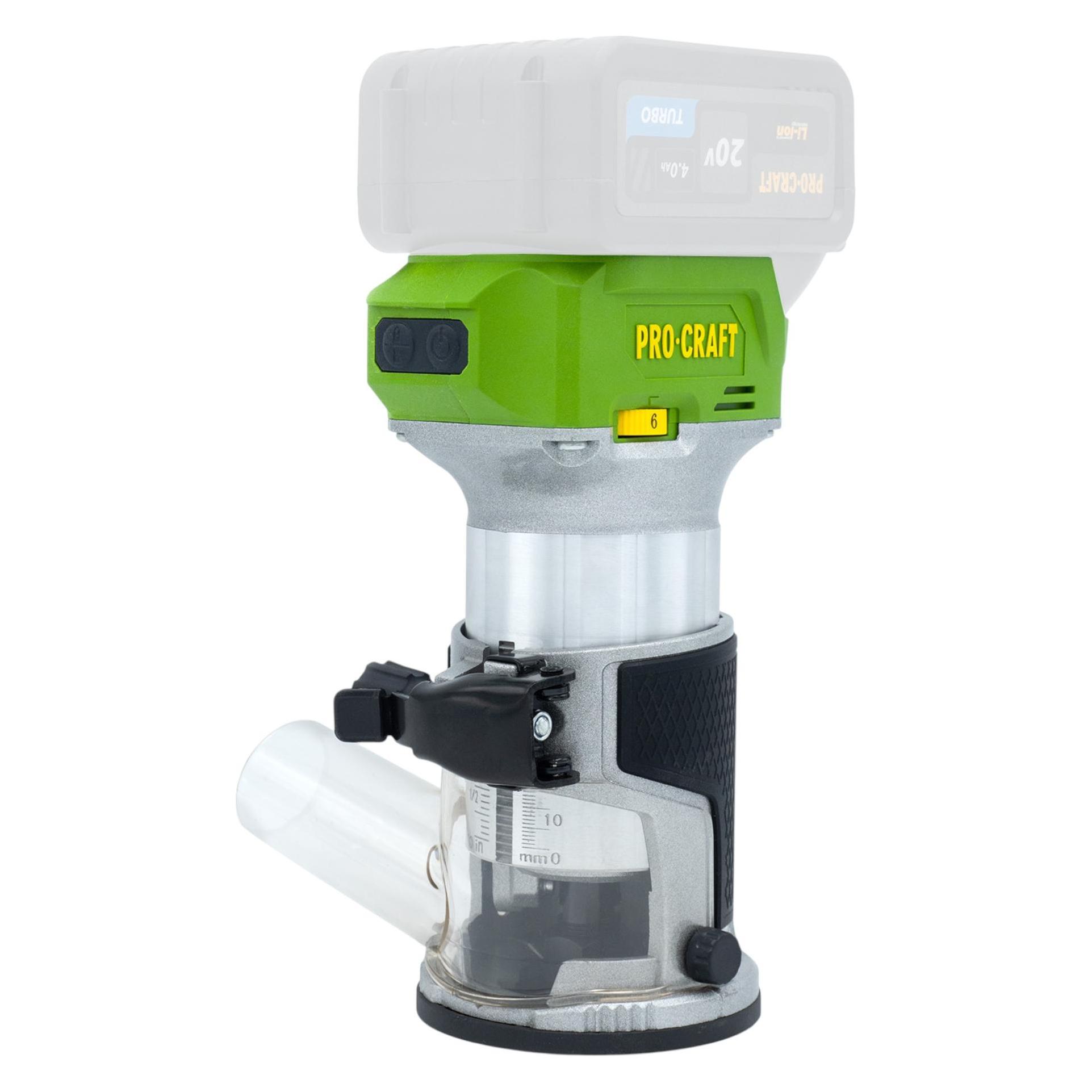 Procraft POB24bb Akku Multifunktionsfräse 20 V 6 / 8 mm Brushless Solo - ohne Akku, ohne Ladegerät (Oberfräse) (POB24bb)
