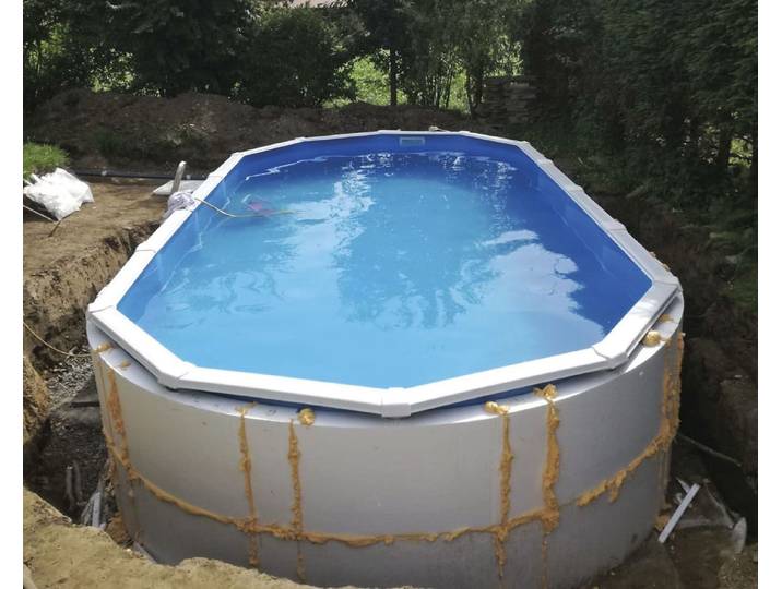 Poolwandisolierung KWAD Pool Protector T60 , weiß, Polystyrol, Bauplatten, Poolwandisolierung, für Ovalformbecken der Größe 920x460x132 cm