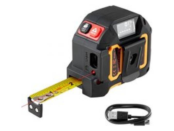 VEVOR 2-in-1-Laser-Maßband, 41 m wiederaufladbares Laser-Messwerkzeug & 4,8 m Bandmaß mit Magnet, Rollmaßband 4 Modi – Länge, Fläche, Volumen, kontinuierlich, ft/in/m/ft+in-Einheit