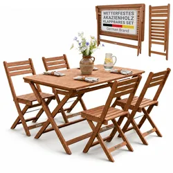 JUSKYS® Gartenmöbel Set Rimini - 5-teiliges Set, Natur, Akazie, vorgeölt, stabil & langlebig