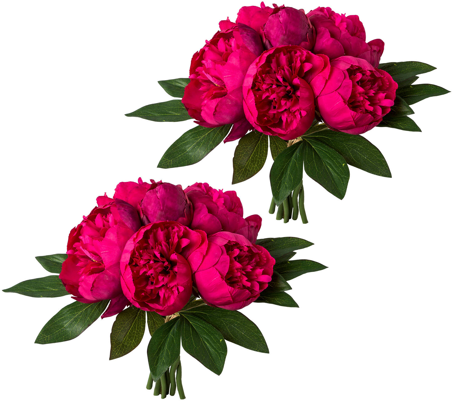 Kunstpflanze CREATIV GREEN "Bouquet aus Peonien", rot (kirschrot), H:32cm, Obermaterial: 70% Polyester, 30% Kunststoff, Kunstpflanzen, Kunstpflanze, 2er Set