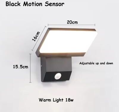 Silver Stone Store Waterproof Outdoor Wall Light LED, Foldable Modern Design, Sensor Activated Wall Lights For Garden black Motion Sensor