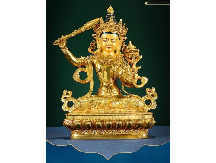 Statue de bodhisattva tibétain Lotus manjushri, figurine, accessoires de décoration pour la maison