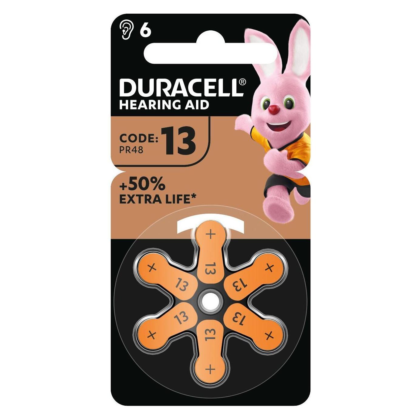 Duracell Batterie Hörgeräte EasyTab 13 (PR48) NEU 6St. (6 Stk., ZA13 GP, 290 mAh) (167148)