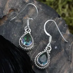 Drachensilber Magic Quarz Ohrschmuck Edelstein Ohrschmuck Ohrhänger 925er Silber - Silber
