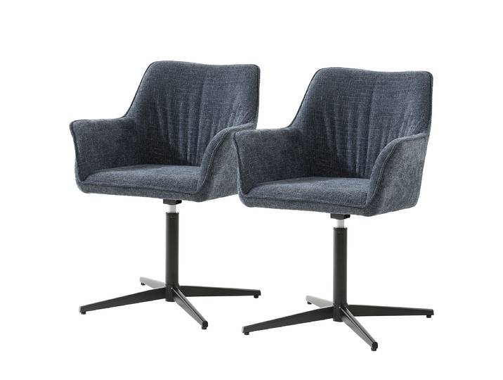 Drehbarer Armlehnenstuhl Sunza 2er-Set 60 x 87 x 61cm Blau/Dunkelblau