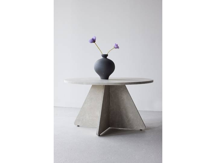 Couchtisch VENTURE HOME Bootcut, runder Couchtisch in eleganter Marmoroptik, Ø 80 cm , beige, beige, B:80cm H:45cm T:80cm, Tische, Couchtisch, Sofatisch, MDF, 3D-Papier, rund, beige, weiche Linien