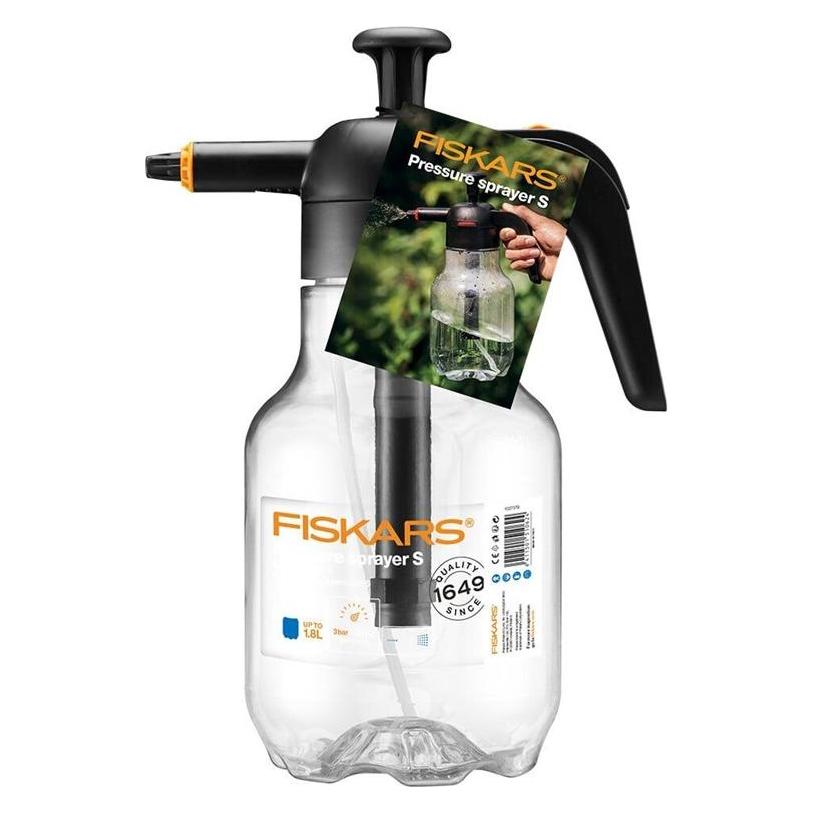 Fiskars Drucksprüher, Für Pflanzenbehandlungen auf Wasserbasis, Einstellbares Sprühbild, Sicherheits (1.80 l) (6411501511379)