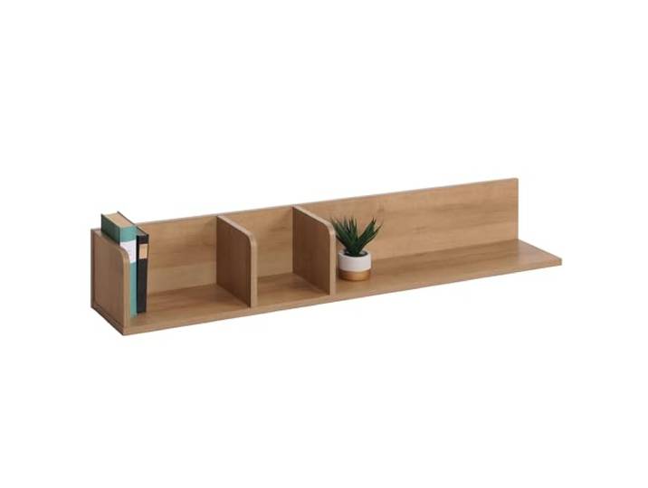 Mendler Wandregal HWC-M48 3 Fächer 20x120x21cm - natur Hängeregal, Regal, Holzregal, Schweberegal