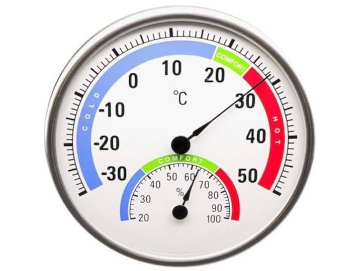 techno line analoges Thermometer WA3050, rundes Thermo-Hygrometer mit Komfort-Anzeige, analoge Luftfeuchteanzeige