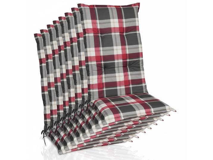 HOCHLEHNERAUFLAGE Sunny RK 120x50x6cm Bordeaux Kariert (8tlg)
