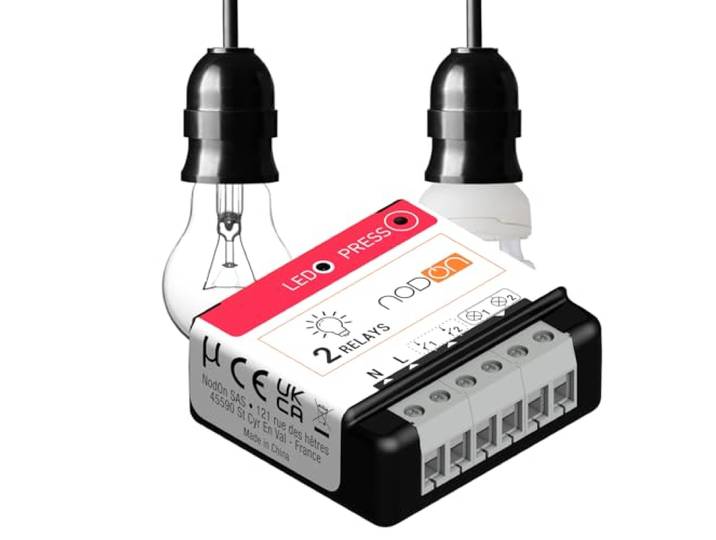 NodOn - Zigbee 3.0 Module Éclairage On/Off 2 Canaux - 2x3A - Zero Crossing Module avec Installation Possible au Tableau Électrique - Compatible Home Assistant\, Homey\, SmartThings\, Jeedom