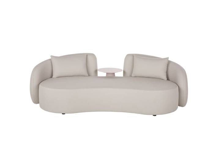 Professionelles 3-Sitzer-Sitzsacksofa in Perlgrau mit abnehmbarem Beistelltisch