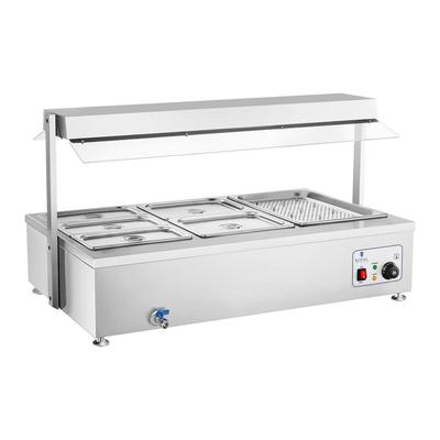 Helloshop26 - Bain-Marie 2900 Watt 6 GN-Behälter - mit Fleischfach und Ablasshahn 14_0000562