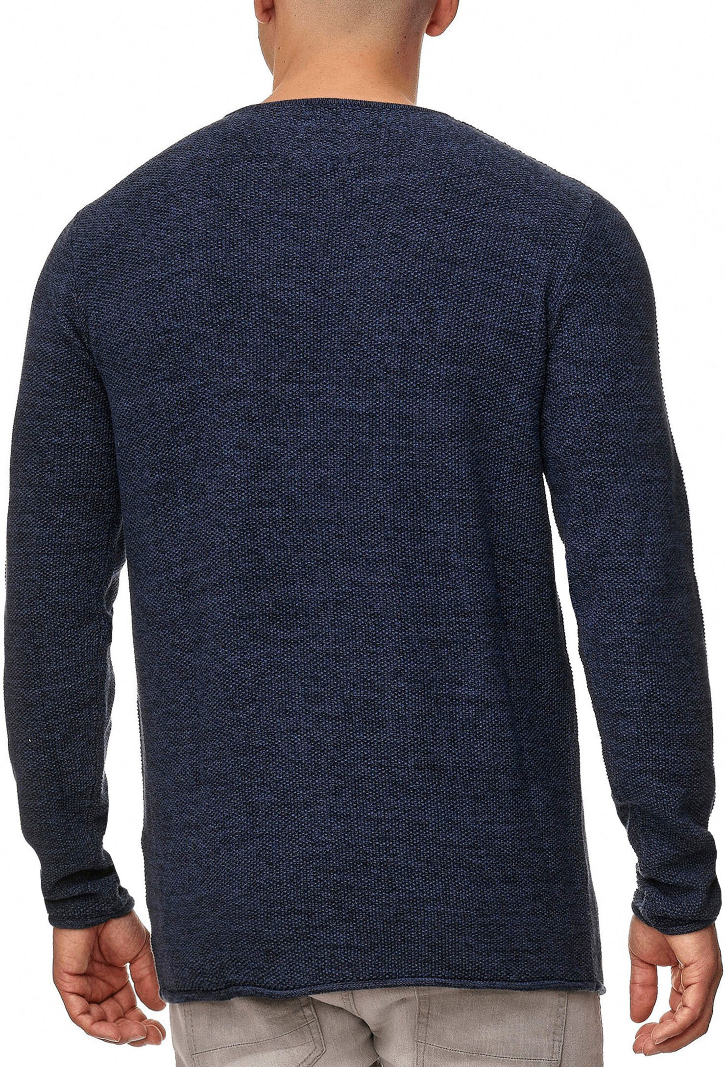 Rundhalspullover INDICODE "Kristian", Herren, Gr. L, blau (navy), Strick, Obermaterial: 100% Baumwolle, unifarben, regular fit normal, Rundhals, Pullover Rundhalspullover