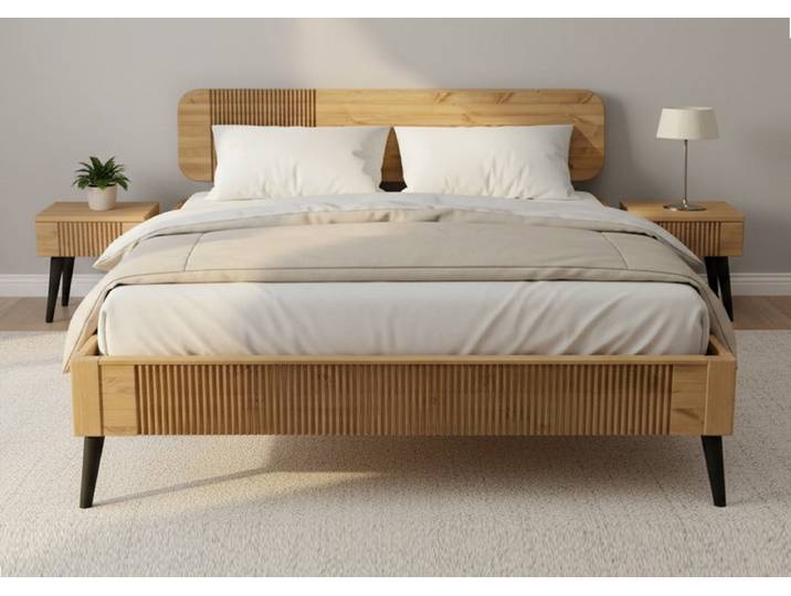Doppelbett 180x200cm 'Corinna' Kiefer massiv eichefarbig gebeizt