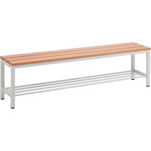 SZ-Metall Umkleidebank 55153-1, Sitzfläche Holz, 150 cm, mit Schuhrost, buche / lichtgrau