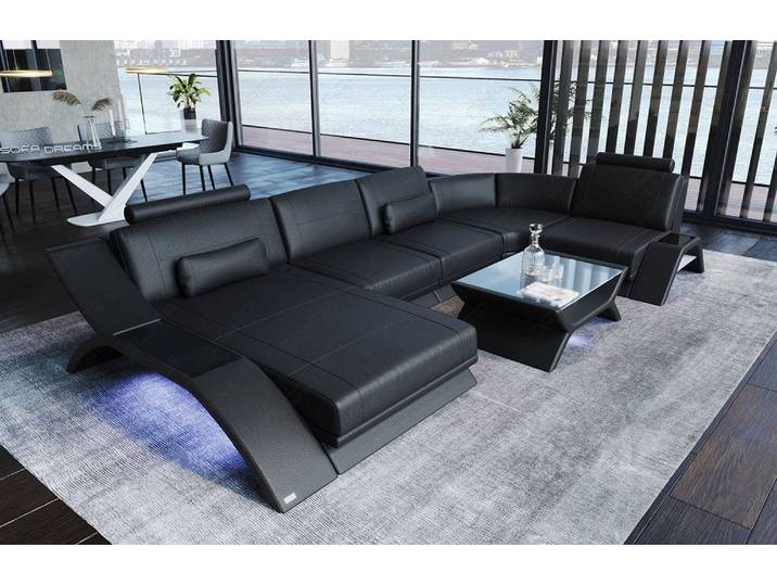 Designsofa Calabria U-Form aus Leder