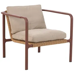 Gartensessel Motty Zinnoberrot/Teddy Beige - Aluminium & Polyrattan, inkl. Kissen