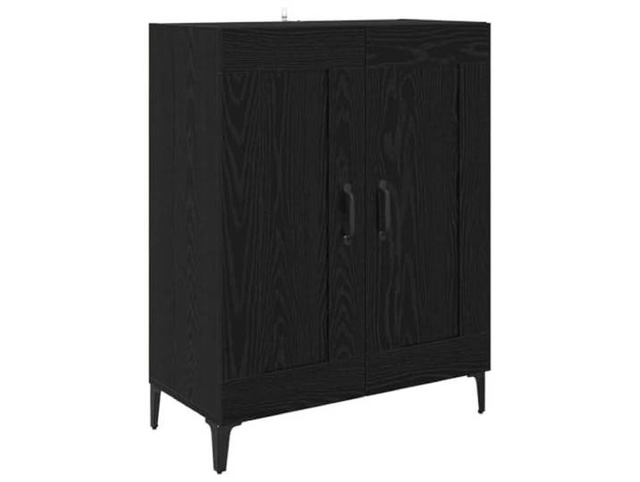 Sideboard Schwarz Eichen-Optik 69,5 x 34 x 90 cm Holzwerkstoff Metallgriffe und -füße, Scharniersystem, mehrere Regale, Holzwerkstoff, feuchtes Tuch zur Reinigung