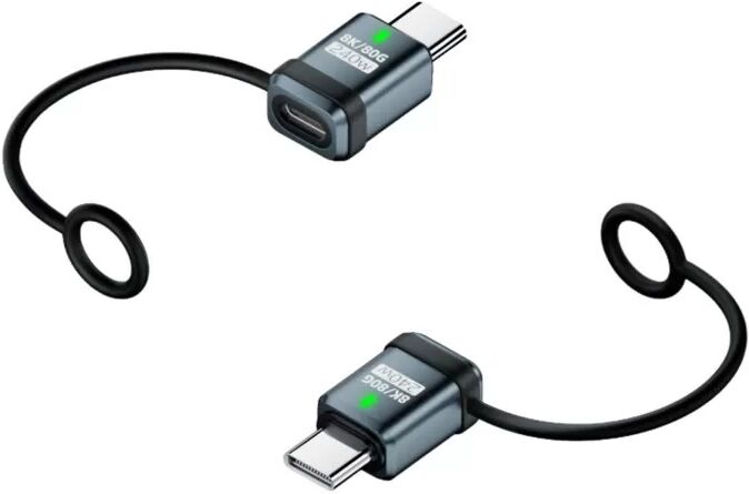 INF 2er-Pack Typ-C Buchse auf Typ-C Stecker Gerader Adapter 240W 120Gbps Grau