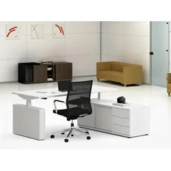 Höhenverstellbarer Schreibtisch mit Sideboard Weiß Mobiste