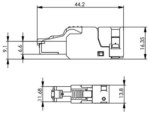Telegärtner 100023056 ungeschirmter feldkonfektionierbarer RJ45-Steckverbinder UFP8 T568B Cat.6A(IEC), AWG24/1-AWG23/1